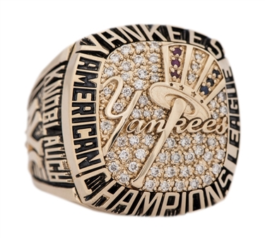 2001 New York Yankees American League Championship Players Ring With Original Presentation Box - Presented To Chuck Knoblauch (Family LOA)